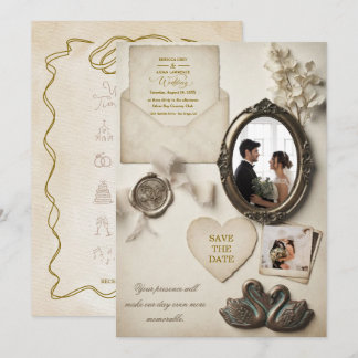 Invitation Romance Fantaisiste et Nostalgique avec Chronologi