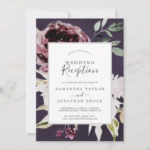 Invitation Romance florale   Réception de mariage de prune