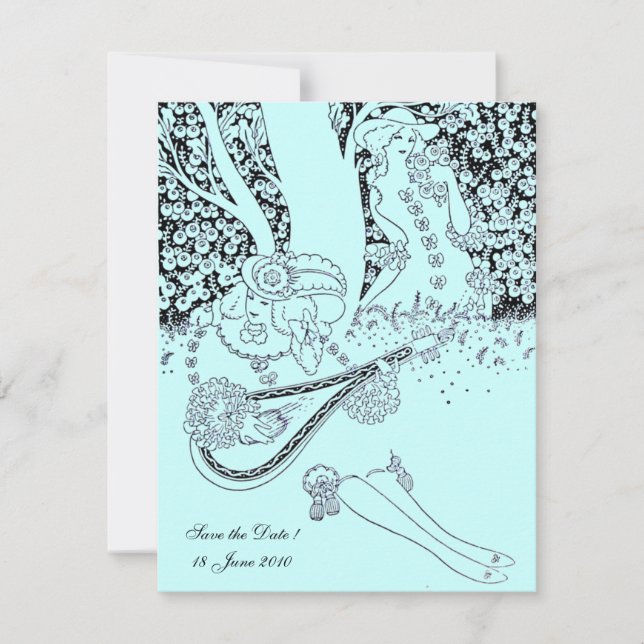 INVITATION ROMANCE /ROMANTIC LOVERS TURQUOISE BLUE WEDDING PA (Devant)