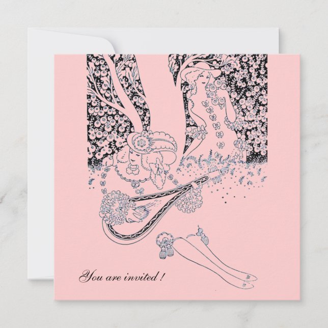 INVITATION ROMANCE /ROMANTIQUE AMATEURS DE MARIAGE ROSE NOIR (Devant)