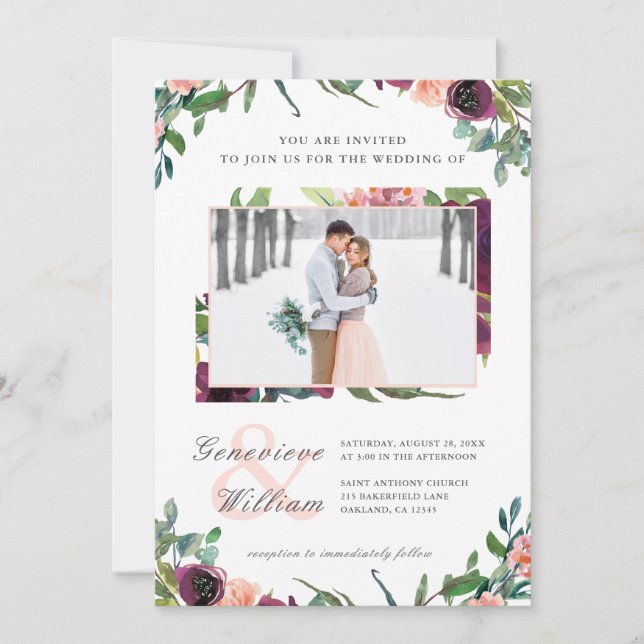 Invitation Romance rustique Beau Mariage de deux photos (Devant)