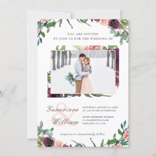 Invitation Romance rustique Beau Mariage de deux photos