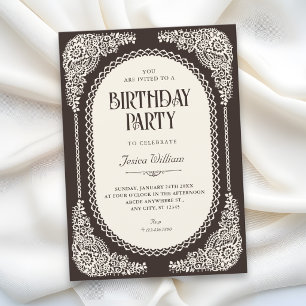 Invitation Romance sombre dentelle victorienne anniversaire