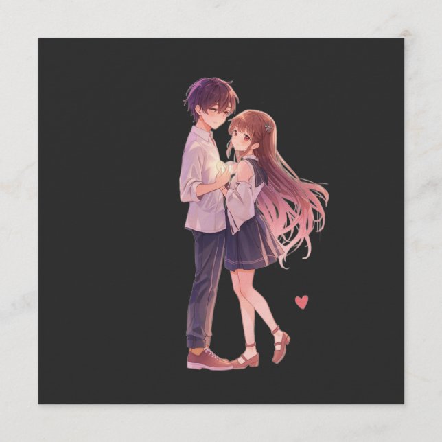 Invitation Romantic Anime Couple - Cute Aesthetic Lovers Art  (Devant)