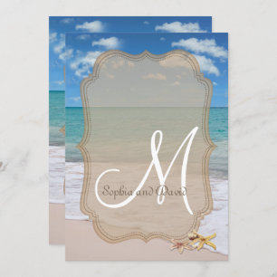 Invitation Romantic Beach Starfish Mariage Monogramme Invitat