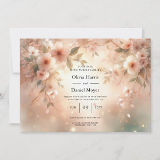 Invitation Romantic Blush Cherry Blossom Wedding