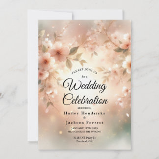Invitation Romantic Blush Cherry Blossom Wedding