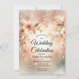 Invitation Romantic Blush Cherry Blossom Wedding