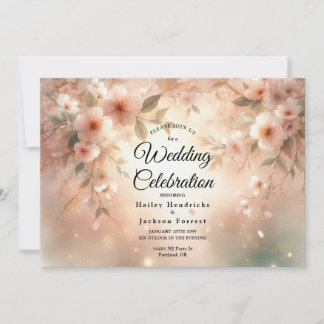 Invitation Romantic Blush Cherry Blossom Wedding