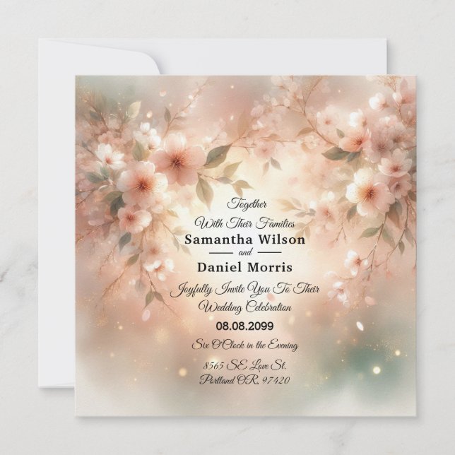 Invitation Romantic Blush Cherry Blossom Wedding (Devant)