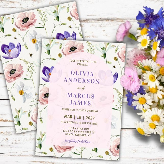 Invitation Romantic Blush & Lavender Floral Wedding (Créateur téléchargé)