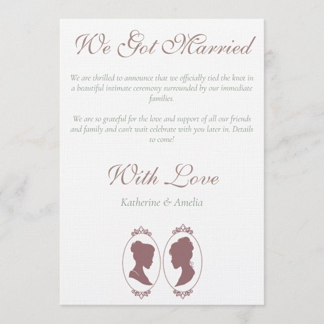 Invitation Romantic Blush Regency Lesbian Wedding (Devant)