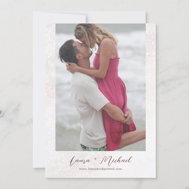 Invitation Romantic Blush Rose Cherry Blossoms Mariage photo (Dos)