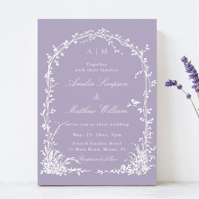 Invitation Romantic Botanical Arch Garden Lavender Wedding (Créateur téléchargé)