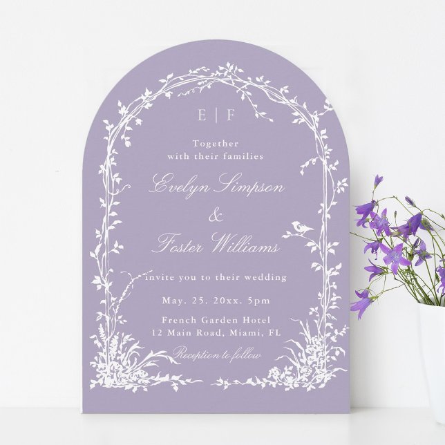 Invitation Romantic Botanical Garden Lavender Wedding Arch  (Créateur téléchargé)