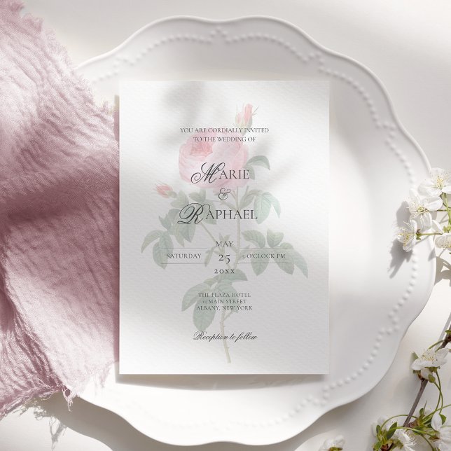 Invitation Romantic Chic French Rose Botanical Wedding (Créateur téléchargé)