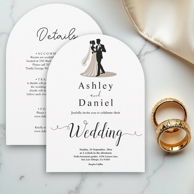 Invitation Romantic Chic Noir et Blanc Marié Mariage de chamb (Créateur téléchargé)