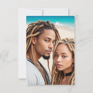 Invitation Romantic Couple Beach Digital Art Poster