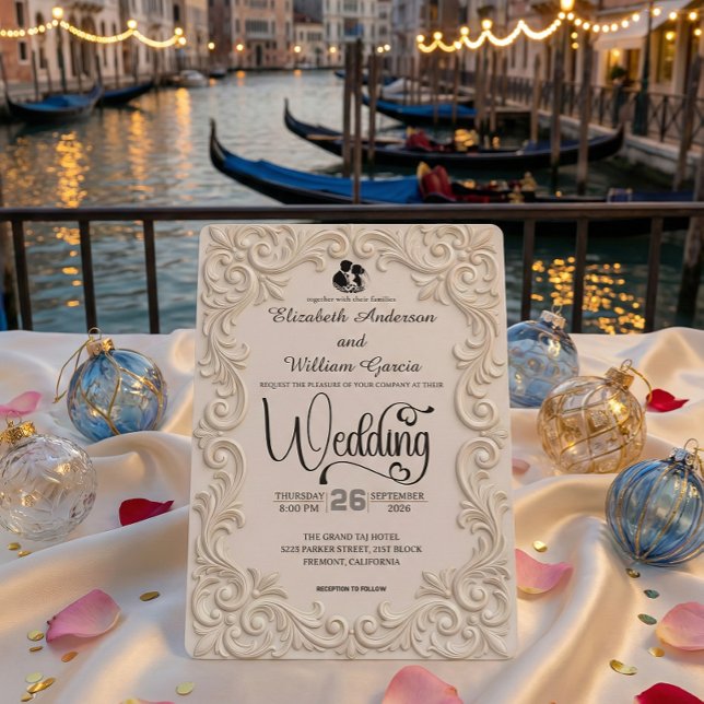 Invitation Romantic Cream And Charcoal Formal Calligraphy (Créateur téléchargé)