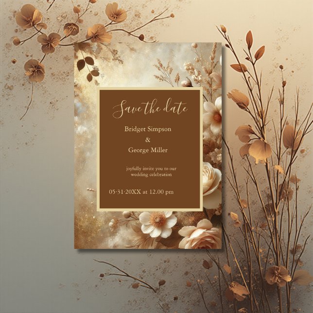 Invitation Romantic Dreamy Mariage floral Enregistrer la date (Créateur téléchargé)