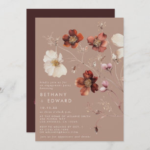 Invitation Romantic Fall Taupe Fleur sauvage