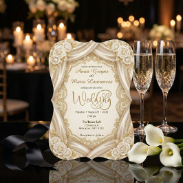 Invitation Romantic Faux Gold Calligraphy Royal Wedding 