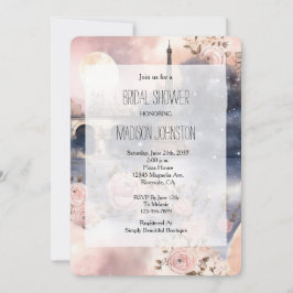 Invitation Romantic Floral Paris Eiffel Tower Bridal Shower