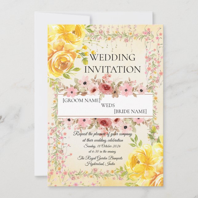 Invitation Romantic Pastel Indian Wedding Invite (Devant)
