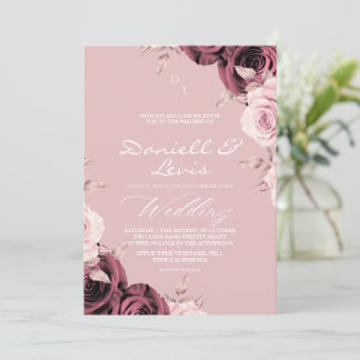 Invitation Romantic Roses Dusty Pink ⎮ Mauve Wedding 