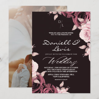 Invitation Romantic Roses Pink ⎮ Mauve Wedding Photo