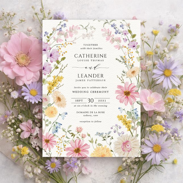 Invitation Romantic Spring Wildflower Meadow Wedding (Créateur téléchargé)