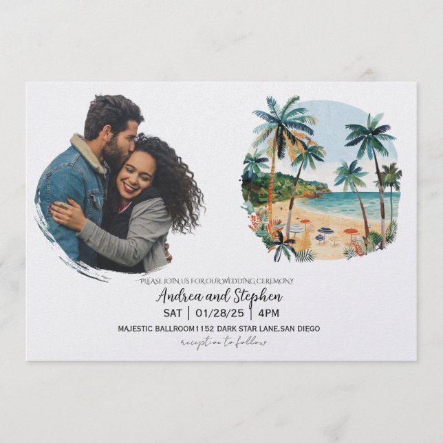 Invitation Romantic Tropical Island Wedding (Devant)