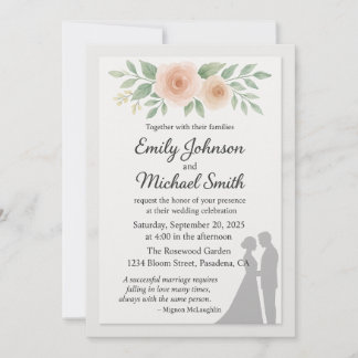 Invitation Romantic Wedding Quote with Couple and Flowers – E