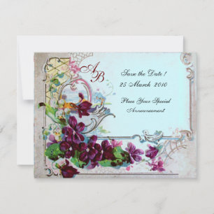 Invitation ROMANTICA  4 MONOGRAMME 2 ,Bleu