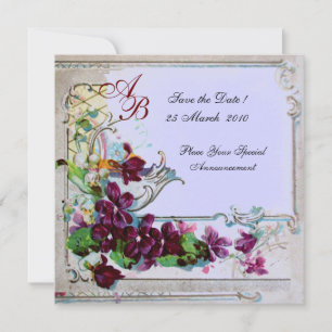 Invitation ROMANTICA  4 MONOGRAMME ,Bleu