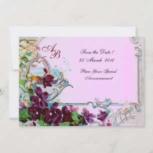 Invitation ROMANTICA 4 MONOGRAMME, Rose