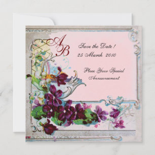 Invitation ROMANTICA  4 MONOGRAMME, Rose
