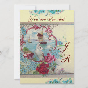 Invitation ROMANTİCA  MONOGRAM Champagne blanc papier métalli