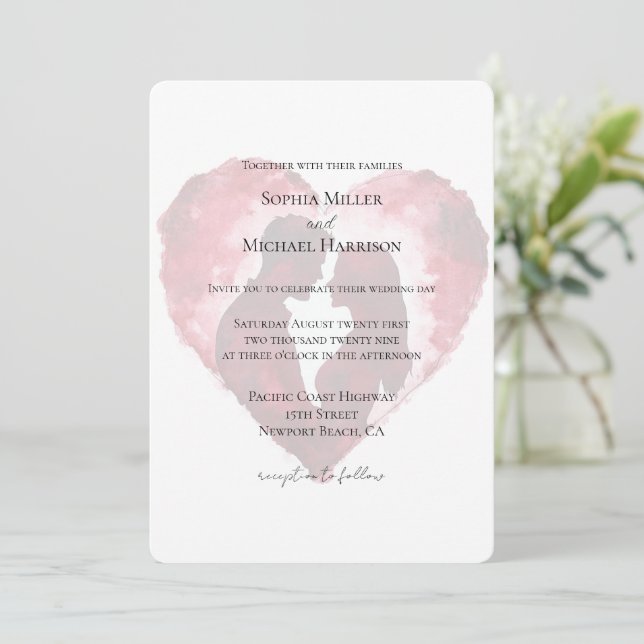 Invitation Romantique Amour Mariage de coeur (Debout devant)