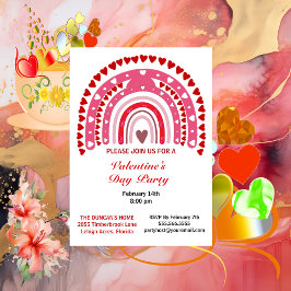 Invitation Romantique Arc-en-ciel Valentines Day Hearts Party