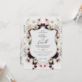 Invitation Romantique Automne Bois Floral Crest Mariage