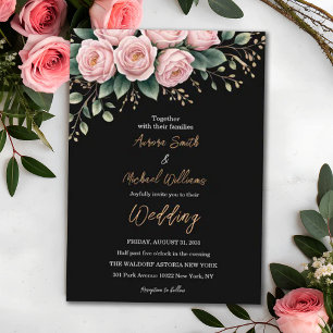 Invitation Romantique Black Floral Fleurs de automne foncé Ma