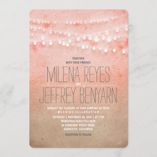 Invitation Romantique Blush Rose String Lumières Mariage Invi