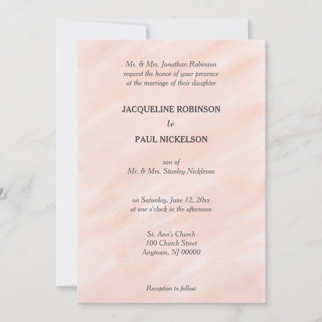 Invitation Romantique Blush Watercolor Laver mariage Invitati (Devant)