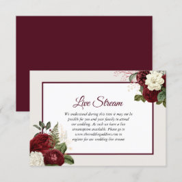 Invitation Romantique Bourgogne Floral Mariage Live Stream