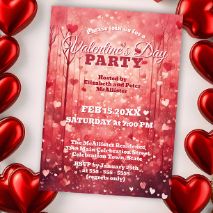 Invitation Romantique Coeurs rouges et roses Saint Valentin