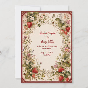 Invitation Romantique cottagecore fraise Fleur de mariage