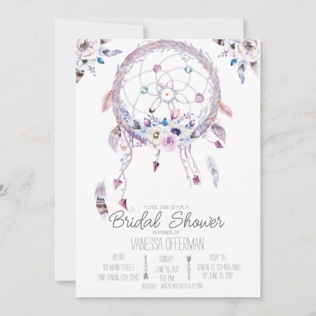 Invitation romantique de Fête de la mariée de (Devant)