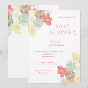 Invitation Romantique, Élégante Baby Shower à l'aquarelle flo