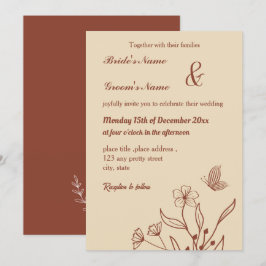 Invitation Romantique élégante terre cuite florale